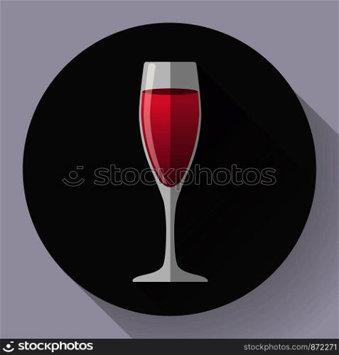 Vector icon - glass of pink wine. Flat designed style.. Vector icon - glass of pink wine. Flat designed style
