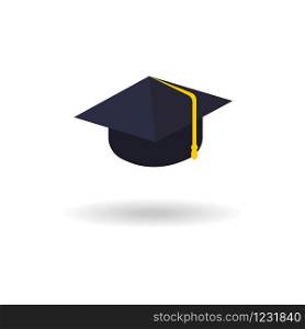 Vector icon graduation hat on white background