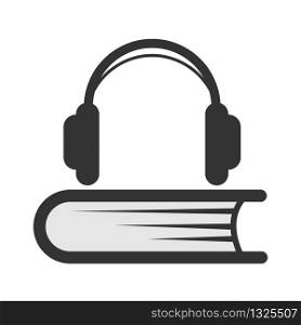 Vector icon, headphones and book. Stock illustration for websites, applications and logos.