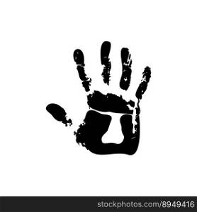 Vector Icon human palm isolated on white background. Grunge handprint in black ink.. Icon human palm. Grunge handprint in black ink.