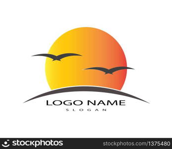 Vector Icon Logo Template Sun over horizon