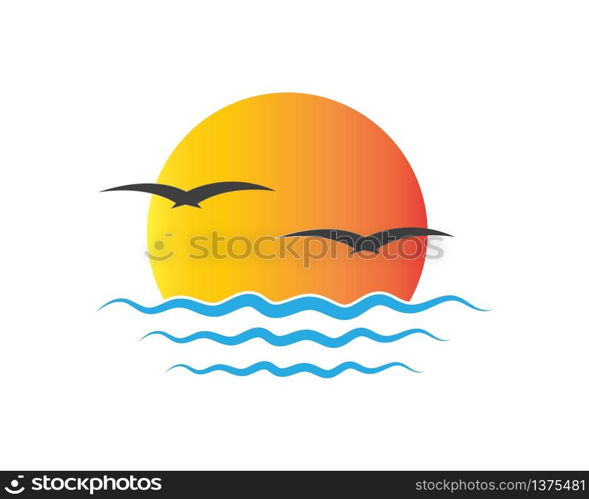 Vector Icon Logo Template Sun over horizon