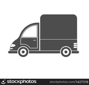 vector icon of a car or commercial van. Simple design, filled contour isolated on a white background. Design for coloring books, websites, and apps