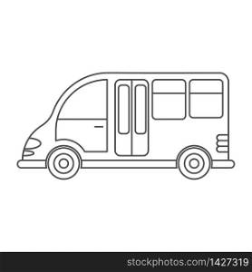 Vector icon of a car or commercial van. Simple design, an empty outline isolated on a white background. Design for coloring books, websites, and apps