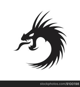 vector icon of a dragon isolated on white background. black and white logo illustration, chinese art