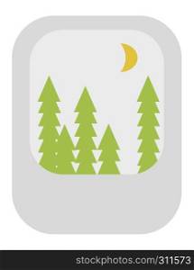Vector icon of a green forest at night