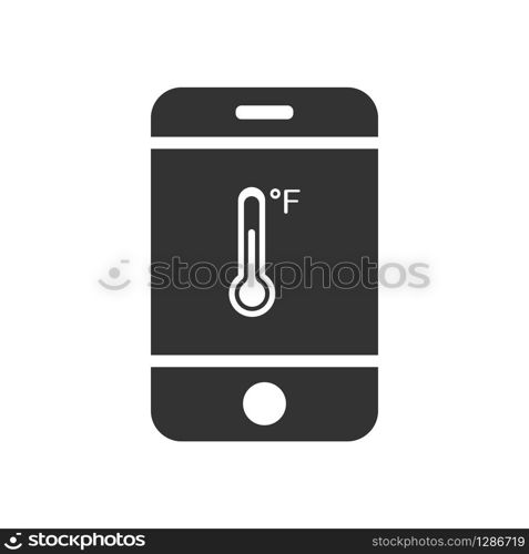 Vector icon of a mobile phone with a temperature sensor. Simple flat design for apps and websites.