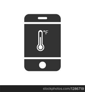 Vector icon of a mobile phone with a temperature sensor. Simple flat design for apps and websites.