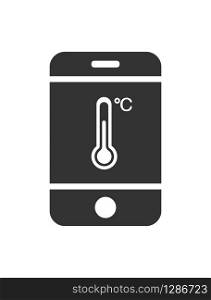 Vector icon of a mobile phone with a temperature sensor. Simple flat design for apps and websites.