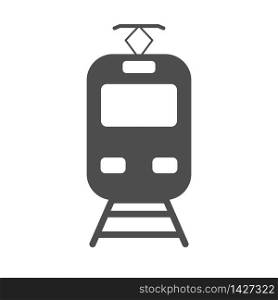 Vector icon of a tram or train. Simple design, filled silhouette isolated on white background. Design for websites and apps