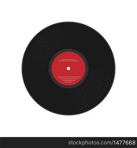 Vector icon of a vinyl record. Illustration of a musical theme. Isolated on a white background. Simple design.