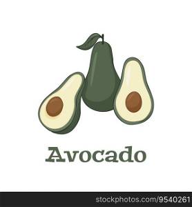 Vector icon of avocado. avocado fruit in flat design. vector illustration.. Vector icon of avocado. avocado fruit in flat design. vector illustration
