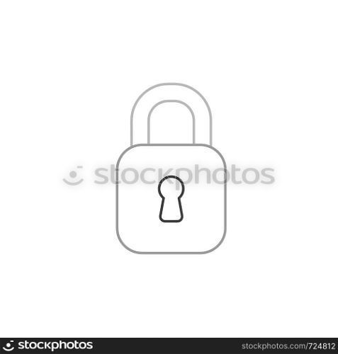 Vector icon of closed, locked padlock. White background and colored outlines.