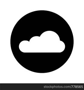 Vector icon of cloud. White cloud. Black background. Sign of cloud. Cloud with shadow. Flat design. EPS 10.