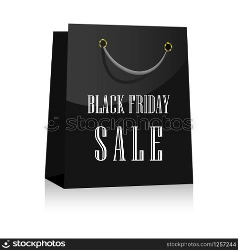Vector icon of gift bag for black friday