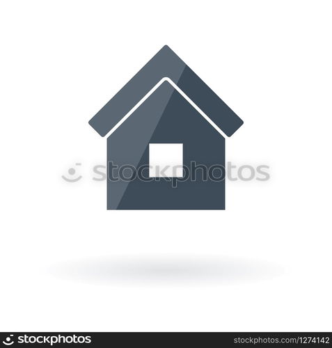 vector icon of home or button with go to home page with glare