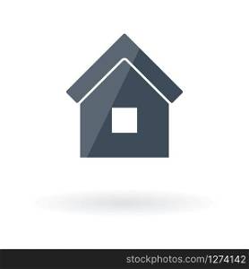 vector icon of home or button with go to home page with glare
