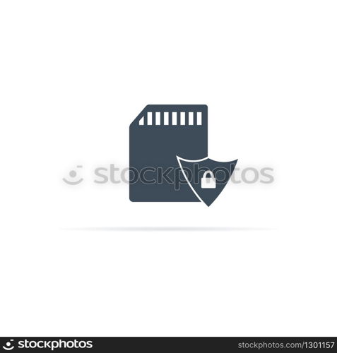 vector icon of micro memory card with protection