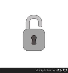 Vector icon of opened, unlocked padlock. Colored outlines.