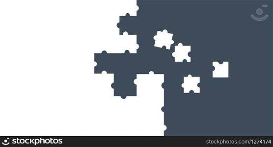 vector icon of partially assembled puzzles with unassembled parts