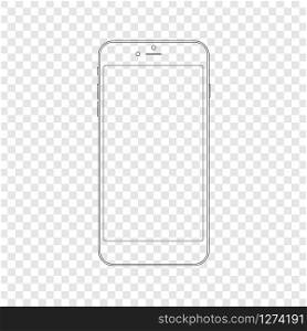 vector icon of phone with transparent screen on background