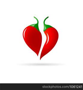 vector icon of red heart with chili pepper