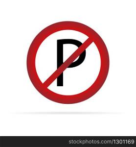 vector icon of road sign forbidden parking with shadow