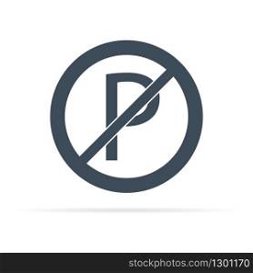 vector icon of road sign parking prohibited in flat style