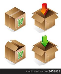Vector icon of shipping box - internet concept