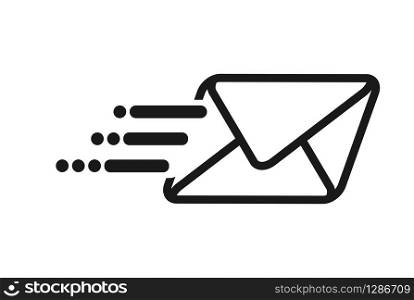 Vector icon of the sent message, empty outline. Simple flat design