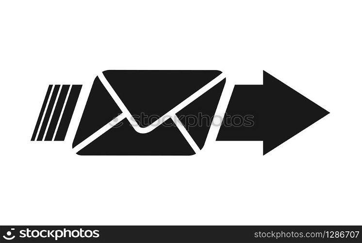 Vector icon of the sent message, filled contour. Simple flat design