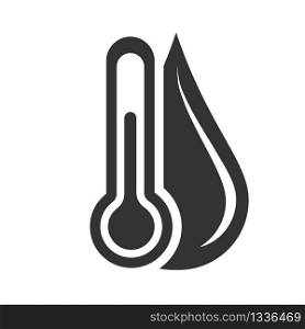 Vector icon of thermometer and water drop isolated on white background, flat modern design. Stock illustration for websites and apps