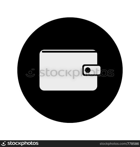 Vector icon of wallet. Empty wallet. Black background. Business icon. Vintage wallet. Flat design. EPS 10.