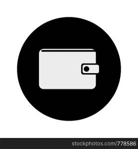 Vector icon of wallet. Empty wallet. Black background. Business icon. Vintage wallet. Flat design. EPS 10.