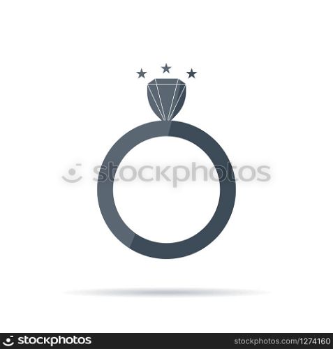 Vector icon of wedding ring with diamond