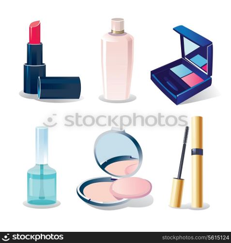 Vector icon set of cosmetic elements on white