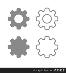 Vector icon set of gears. Flat color style.