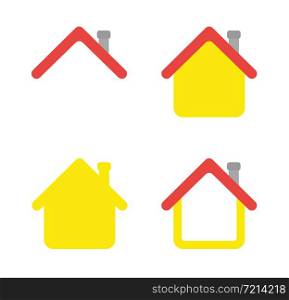 Vector icon set of house. Flat color style.