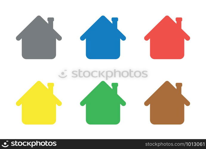 Vector icon set of houses. Flat color style.