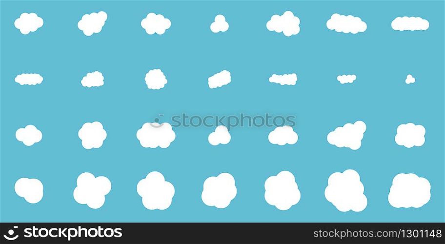 vector icon set with clouds of different shapes