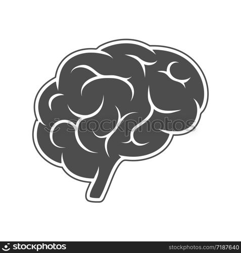 Vector icon, silhouette of the brain. An empty polygon isolated on a white background. Simple flat stock illustration.