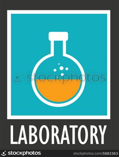 Vector icon simple laboratory flask with liquid.. Vector icon simple laboratory flask with liquid