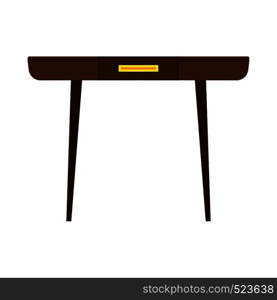 Vector icon table furniture isolated white illustration. Desk design wooden interior background. Kitchen brown shape