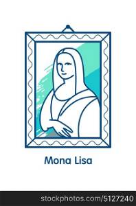 Vector icon, the Mona Lisa, a work of art. Isolated linear illustration on a white background.
