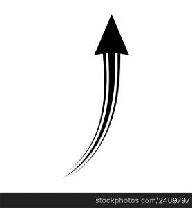 Vector icon up arrow lifting curved arrow, direction indicator, stock illustration