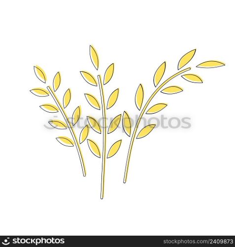 Vector icons spikelets bunch wheat, flakes. Oatmeal ear. Ruta ears icon cartoon style