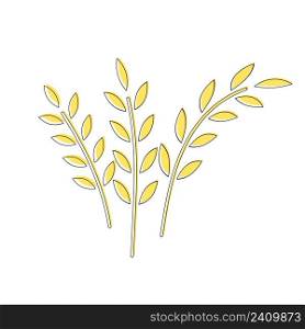 Vector icons spikelets bunch wheat, flakes. Oatmeal ear. Ruta ears icon cartoon style