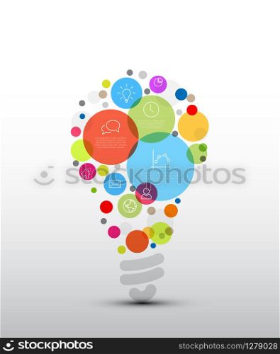 Vector idea Infographic template - circles with some content in the bulb shape