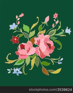 Vector Illuctration of Decorative floral elements with big beautiful flowers