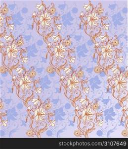 Vector Illuctration of floral pattern on the violet background.
